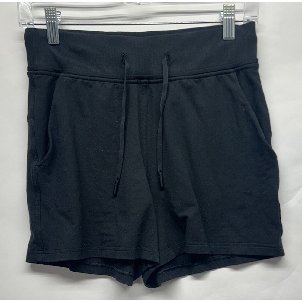 Lululemon Womens Size 4 Black Every Moment Drawstring Sweat Shorts (M9)